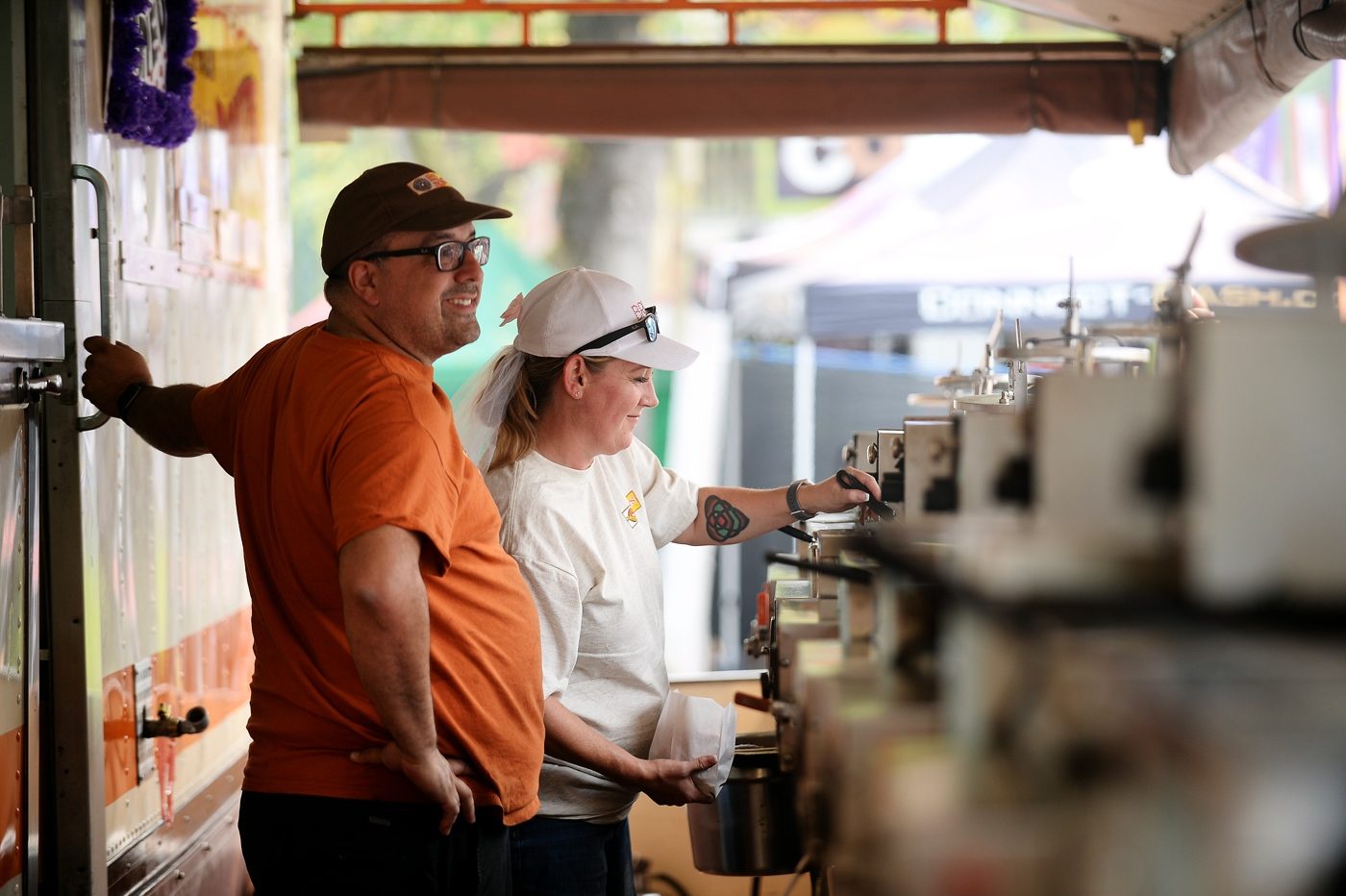 Team serving donuts
